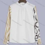 Wholesale Women's Casual Splicing Striped Circle Print Keyhole Back Long Sleeve Blouse preview