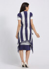 Wholesale Women's Striped Colorblock Slit Hem Rib Knit Dress Wtih Cardigan 2 Piece Set - Liuhuamall