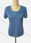 Wholesale Women's Casual Crew Neck Short Sleeve Appliques Knit Blouse - Liuhuamall