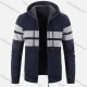 Wholesale Men's Casual Long Sleeve Colorblock Zipper Chunky Knit Drawstring Hooded Jackets Navy Clothing Wholesale Market Liuhua