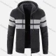 Wholesale Men's Casual Long Sleeve Colorblock Zipper Chunky Knit Drawstring Hooded Jackets Dark Gray Clothing Wholesale Market Liuhua