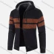 Wholesale Men's Casual Long Sleeve Colorblock Zipper Chunky Knit Drawstring Hooded Jackets Black Clothing Wholesale Market Liuhua