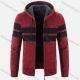 Wholesale Men's Casual Long Sleeve Colorblock Zipper Chunky Knit Drawstring Hooded Jackets Red Clothing Wholesale Market Liuhua