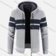 Wholesale Men's Casual Long Sleeve Colorblock Zipper Chunky Knit Drawstring Hooded Jackets Light Gray Clothing Wholesale Market Liuhua