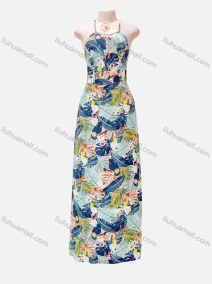 Wholesale Women's Casual Feather Print Slim Fit Maix Cami Dress, LIUHUA CLOTHING WHOLESALE