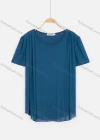 Wholesale Women's Crew Neck Short Sleeve Ruched Plain Knit Tops - Liuhuamall