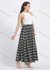 Wholesale Women's Casual Plaid Print Elastic Waist A-Line Maxi Skirt - Liuhuamall