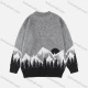 Wholesale Men's Landscape Pattern Round Neck Long Sleeve Thermal Sweater Gray Clothing Wholesale Market Liuhua