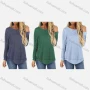 Wholesale Women's Casual Round Neck Long Sleeve High Low Hem Blouse preview