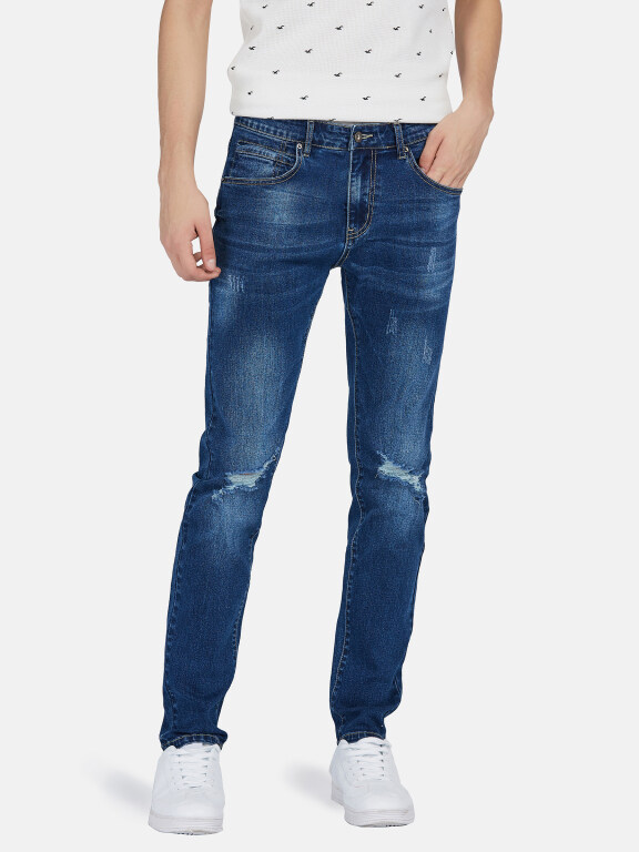 Men's Buttons Zipper Fly Pockets Ripped Denim Jeans, Clothing Wholesale Market -LIUHUA, Jeans%20%26%20Denim