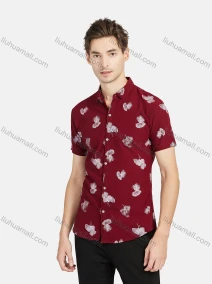 Wholesale Men's Casual Allover Print Short Sleeve Button Down Shirts, LIUHUA CLOTHING WHOLESALE