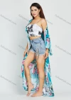 Wholesale Women's Allover Floral Animal Print 3/4 Sleeve Long Kimono Cardigan With Belt - Liuhuamall