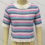 Wholesale Women's Casual Mock Neck Half Sleeve Striped Hollow Out Knitted Sweater preview