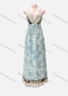 Wholesale Women's Casual Allover Print Spaghetti Straps Wrap V Neck Tie Front Ruffle Hem Maxi Dress - Liuhuamall