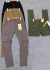 Wholesale Men's Casual Plain Multiple Pockets Drawstring Elastic Waist Cargo Pants 001# - Liuhuamall