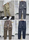 Wholesale Men's Casual Plain Multiple Pockets Drawstring Elastic Waist Cargo Pants 5290# - Liuhuamall