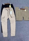 Wholesale Men's Casual Plain Multiple Pockets Drawstring Elastic Waist Cargo Pants 606# - Liuhuamall