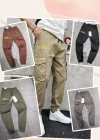Wholesale Men's Casual Plain Flap Pockets Drawstring Elastic Waist Cargo Pants 6926# - Liuhuamall
