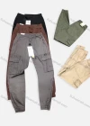 Wholesale Men's Casual Plain Multiple Pockets Drawstring Elastic Waist Cargo Pants 6928# - Liuhuamall