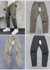 Wholesale Men's Casual Plain Flap Pockets Drawstring Elastic Waist Cargo Pants 6933# - Liuhuamall