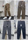 Wholesale Men's Casual Plain Multiple Pockets Drawstring Elastic Waist Cargo Pants 6939# - Liuhuamall
