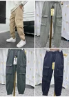 Wholesale Men's Casual Plain Flap Pockets Drawstring Elastic Waist Cargo Pants 6953# - Liuhuamall