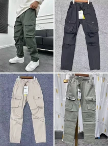 Wholesale Men's Casual Plain Flap Pockets Drawstring Elastic Waist Cargo Pants 6955#, LIUHUA CLOTHING WHOLESALE