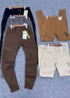 Wholesale Men's Casual Plain Flap Pockets Drawstring Elastic Waist Cargo Pants 8621# - Liuhuamall