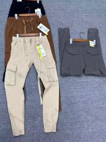 Wholesale Men's Casual Plain Flap Pockets Drawstring Elastic Waist Cargo Pants 8626#, LIUHUA CLOTHING WHOLESALE