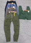Wholesale Men's Casual Plain Flap Pockets Drawstring Elastic Waist Cargo Pants 8628# - Liuhuamall