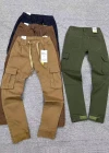 Wholesale Men's Casual Plain Flap Pockets Drawstring Elastic Waist Cargo Pants 8631# - Liuhuamall