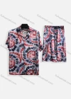 Wholesale Men's Casual Allover Print Short Sleeve Shirt & Shorts 2 Piece Lounge Set 002# - Liuhuamall