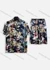 Wholesale Men's Casual Allover Print Short Sleeve Shirt & Shorts 2 Piece Lounge Set 002# - Liuhuamall