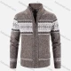 Wholesale Men's Casual Long Sleeve Full Zip Allover Print Chunky Knit Jackets Camel Clothing Wholesale Market Liuhua