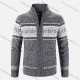 Wholesale Men's Casual Long Sleeve Full Zip Allover Print Chunky Knit Jackets Gray Clothing Wholesale Market Liuhua