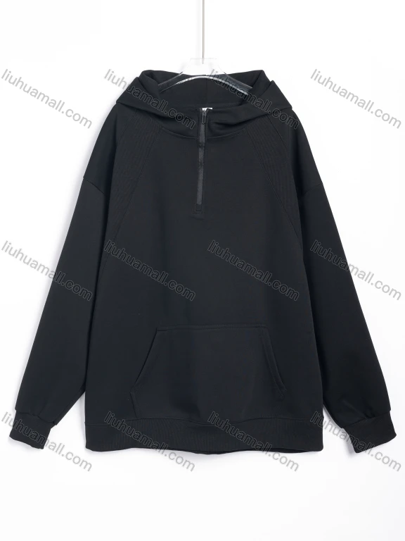 Wholesale Men's Casual Long Sleeve Half Zip Plain Half Zip Hoodie #26371909