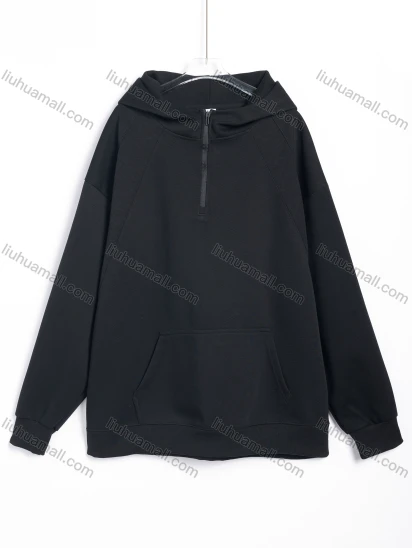 Wholesale Men's Casual Long Sleeve Half Zip Plain Half Zip Hoodie #26371909