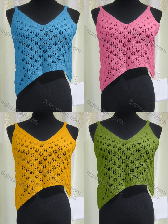 Wholesale Women's Casual Hollow Out Asymmetrical Hem Knit Cami Top