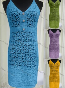 Wholesale Women's Casual Hollow Out Button Decor Knit Cami Dress, LIUHUA CLOTHING WHOLESALE