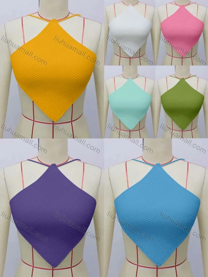 Wholesale Women's Sexy Plain Halter Crop Top