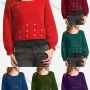 Wholesale Women's Causal Plain Button Decor Long Sleeve Crop Pullover Sweater preview