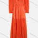 Wholesale Women's Puff Sleeve Mesh Ruffle Trim Off Shoudler Split Thigh Plain Maxi Dress Orange Red Guangzhou Clothing Wholesale Market & Suppliers -LIUHUAMALL