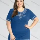 Wholesale Women's Plus Size Round Neck Short Sleeve Embroidery Casual Top 15# Clothing Wholesale Market Liuhua