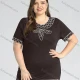 Wholesale Women's Plus Size Round Neck Short Sleeve Embroidery Casual Top 13# Clothing Wholesale Market Liuhua
