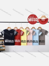 Wholesale Boy's Casual Letter Print Round Neck Short Sleeve Modal Cotton Tee, LIUHUA CLOTHING WHOLESALE
