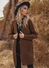 Wholesale Women's Plain Loose Fit Open Front Long Sleeve Mid Length Knited Cardigan - Liuhuamall
