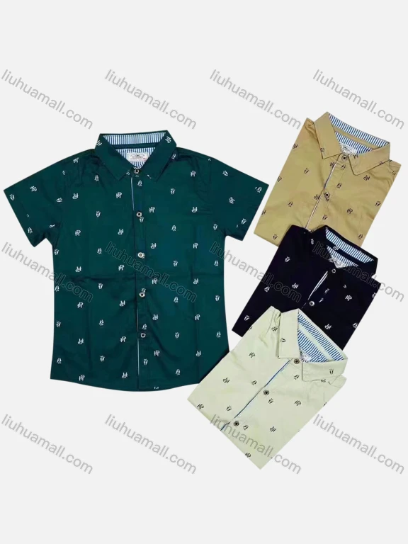 Wholesale Boy's Casual Allover Print Short Sleeve Shirt