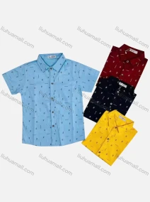 Wholesale Boy's Casual Allover Print Short Sleeve Shirt, LIUHUA CLOTHING WHOLESALE