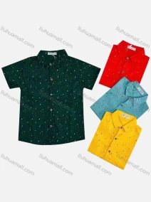 Wholesale Boy's Casual Allover Print Short Sleeve Shirt, LIUHUA CLOTHING WHOLESALE