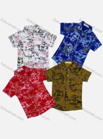 Wholesale Boy's Casual Allover Print Short Sleeve Shirt, LIUHUA CLOTHING WHOLESALE